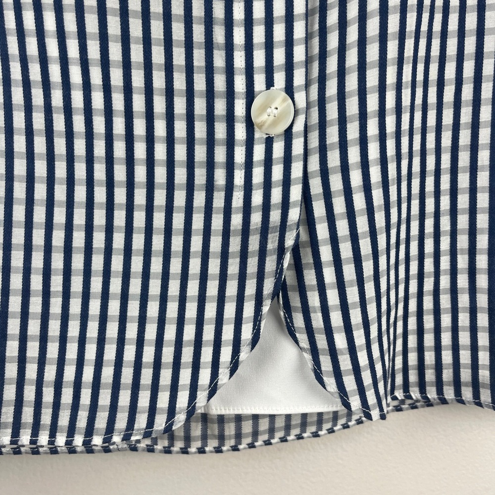 2/$30 Gianni Bini Blue Silk Blend White Gingham Buttons Minil Skirt 2 - Picture 5 of 8